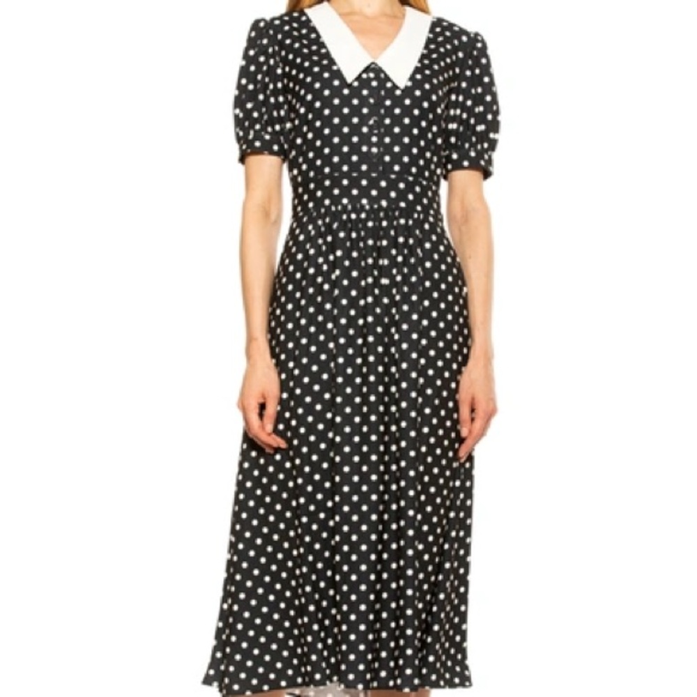 Alexia Admor Black and White Polka Dot Midi Dress